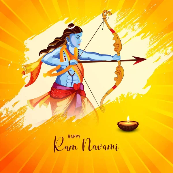 Lord Rama Shree Ram Navami Festival Wishes Card Illustration Background — Stock Vector