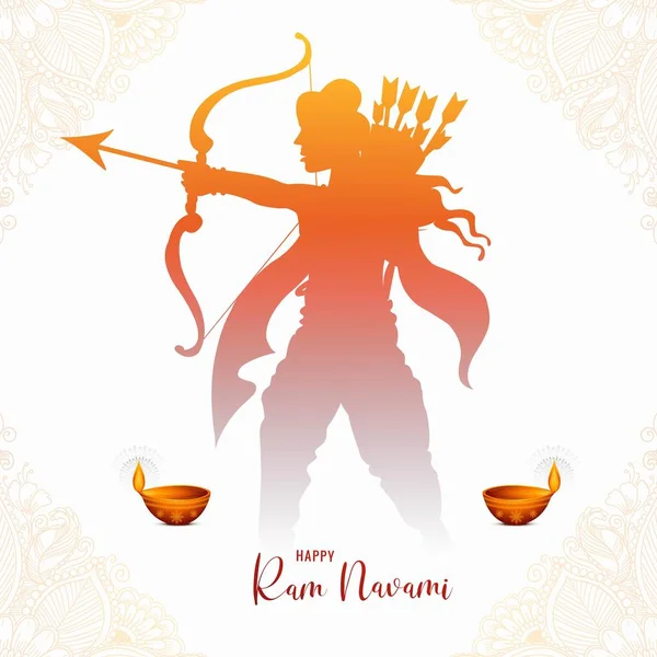 Shri Ram Navami Celebration Greeting Card Hindu Festival Backgro — Stock Vector