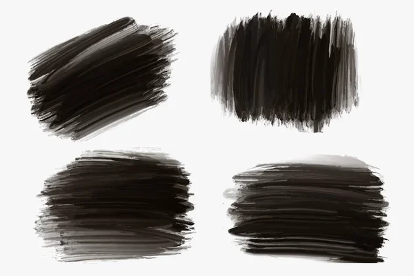 Fekete Ecset Stroke Készlet Akvarell Design — Stock Vector