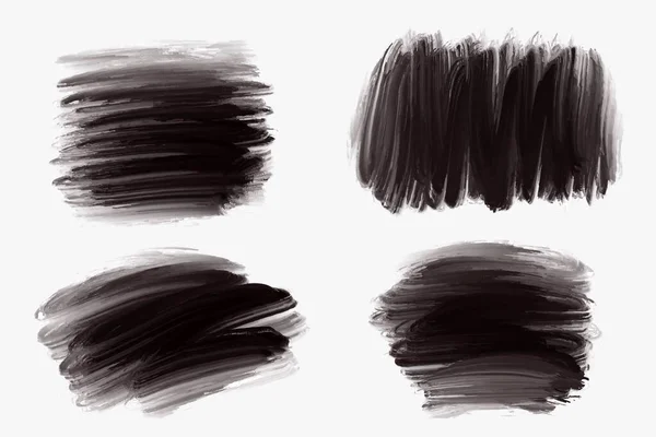 Modern Fekete Ecset Stroke Készlet Akvarell Design — Stock Vector