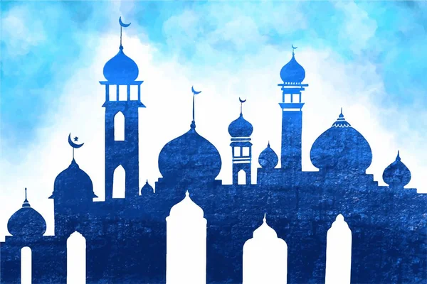 Ісламський Фестиваль Мечеть Eid Mubarak Welcome Card Background — стоковий вектор