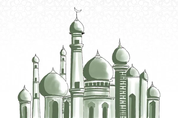 Resumen Islámico Mezquita Eid Mubarak Tarjeta Fondo — Archivo Imágenes Vectoriales