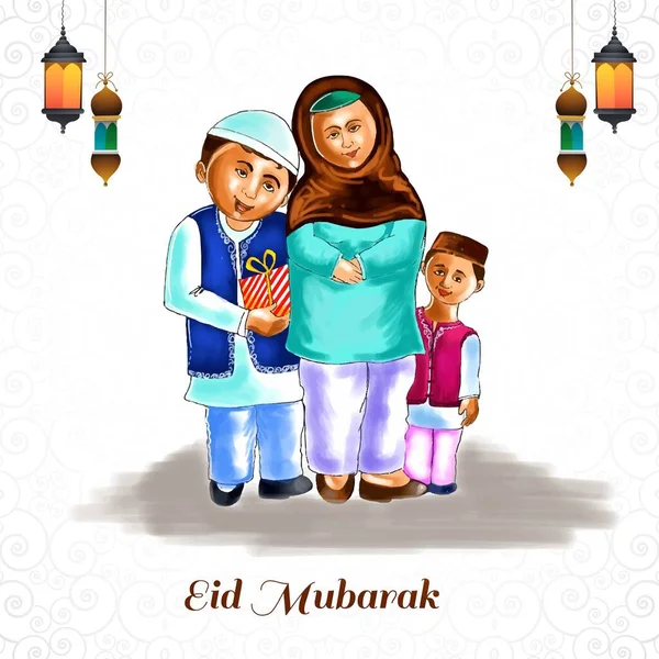 Ευχή Φόντο Κάρτα Εορτασμού Eid Mubarak — Διανυσματικό Αρχείο