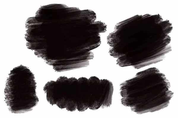 Hand Draw Black Brush Stroke Set Watercolor Design — Vettoriale Stock
