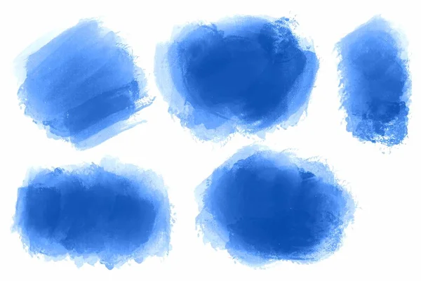 Hand Draw Blue Brush Stroke Set Watercolor Design — Stock Vector