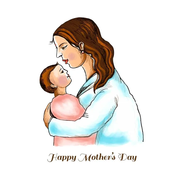 Dia Mães Bonitas Para Mulher Criança Fundo Cartão Amor — Vetor de Stock