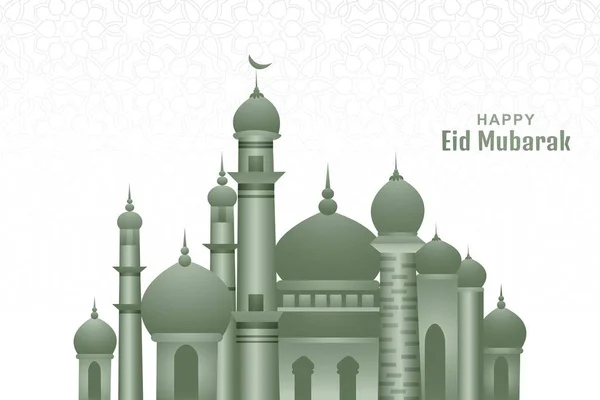 Abstract Islamic Mosque Eid Mubarak Card Background — Stock Vector
