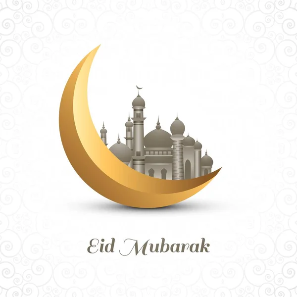Eid Mubarak Moon Mosque Festival Background — Stock Vector