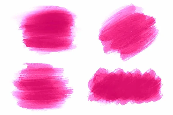 Modern Pink Brush Stroke Set Watercolor Design — Stock Vector