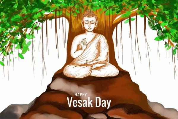 Ilustración Para Buddha Purnima Vesak Day Card Background — Vector de stock