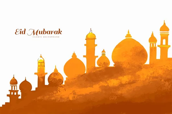 Eid Mubarak Muslim Greeting Card Festival Background — Stock Vector