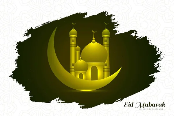 Abstract Islamic Mosque Eid Mubarak Card Background — Stock Vector