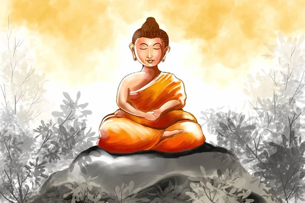 Feliz Día Vesak Buddha Purnima Tarjeta Fondo — Vector de stock