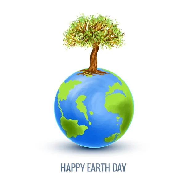 Happy Earth Day Globe Plant Background — Stock Vector