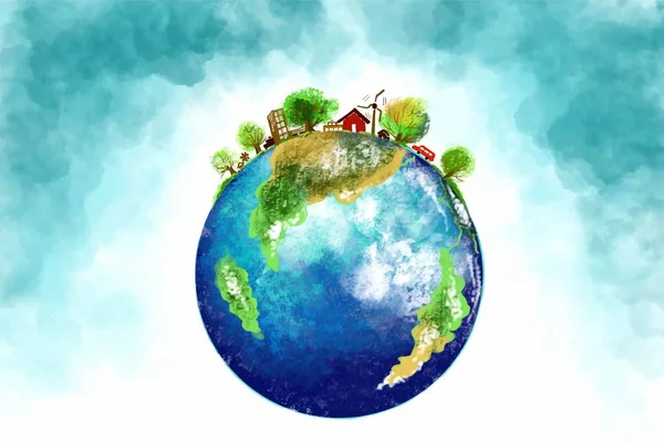 Belle Planète Verte Terre Jour Concept Arrière Plan — Image vectorielle