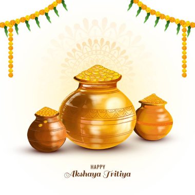 Akshaya tritiya celebration with a golden kalash background clipart