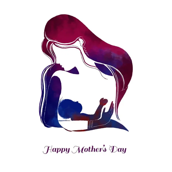 Modern Art Happy Mothers Day Mom Child Love Card Design — Stock Vector