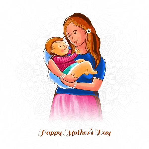 Dia Mães Bonitas Para Mulher Criança Fundo Cartão Amor — Vetor de Stock