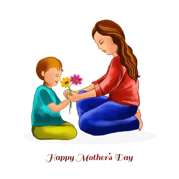 Feliz Dia Mães Mãe Criança Amor Cartão Fundo — Vetor de Stock