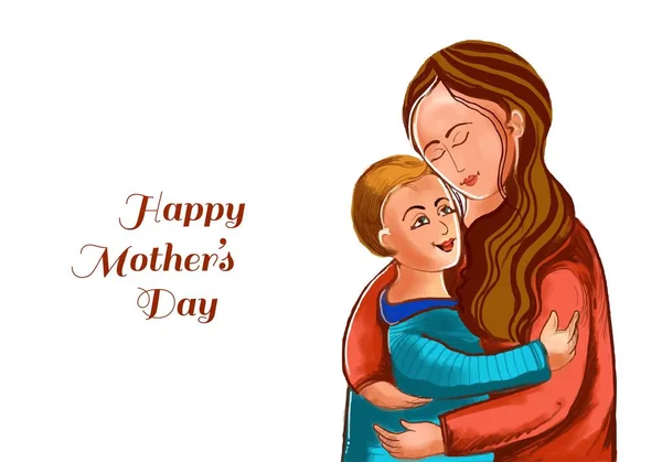 Feliz Mãe Dia Cartão Com Mãe Filho Relação Fundo — Vetor de Stock