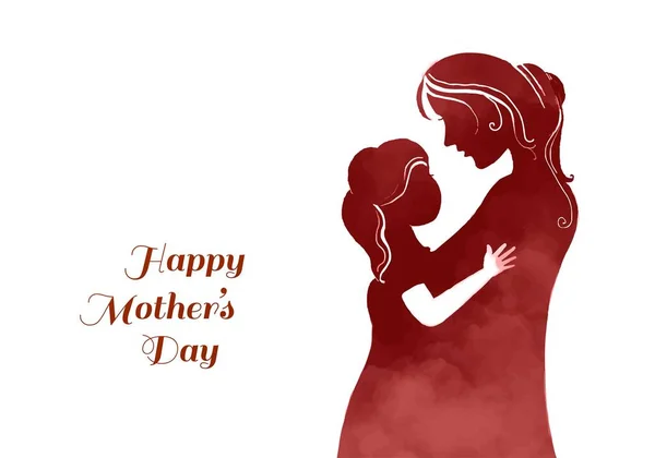 Mão Desenhar Mães Felizes Dia Mãe Criança Amor Cartão Fundo — Vetor de Stock