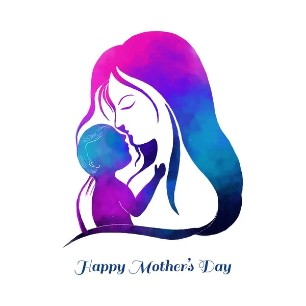 Mano Dibujar Feliz Madres Día Mamá Niño Amor Tarjeta Fondo — Archivo Imágenes Vectoriales