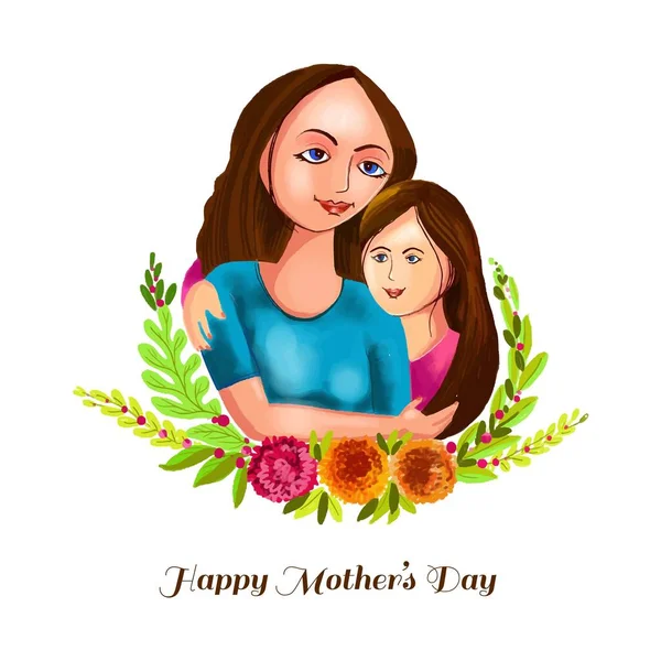 Dia Das Mães Para Mãe Menina Fundo Cartão Amor — Vetor de Stock