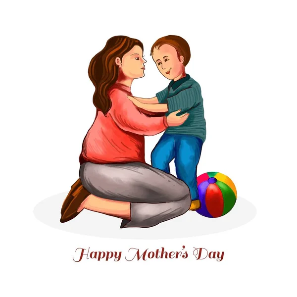 Dia Das Mães Para Mãe Filho Fundo Cartão Amor — Vetor de Stock