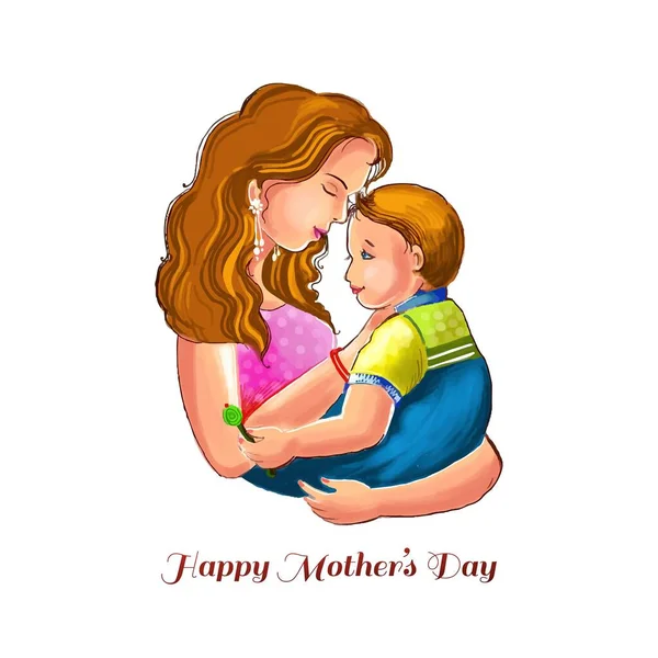 Fête Des Mères Pour Maman Fils Fond Carte Amour — Image vectorielle