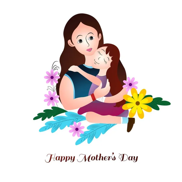 Feliz Dia Das Mães Para Mulher Criança Fundo Cartão Amor — Vetor de Stock