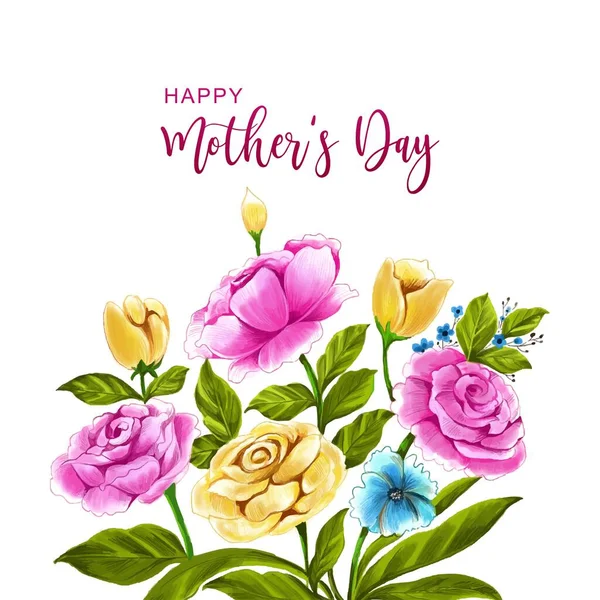 Happy Mother Day Illustration Von Rosenstrauß Karte Hintergrund — Stockvektor