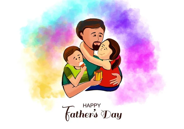 Щасливий День Батька Сином Дочірньою Карткою Фон — стоковий вектор