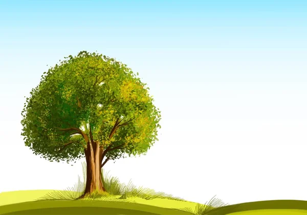 Abstrakte Grüne Landschaft Baum Hintergrund — Stockvektor