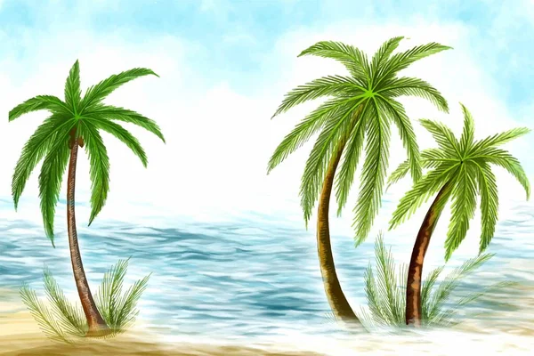 热带景观椰子树背景 — 图库矢量图片