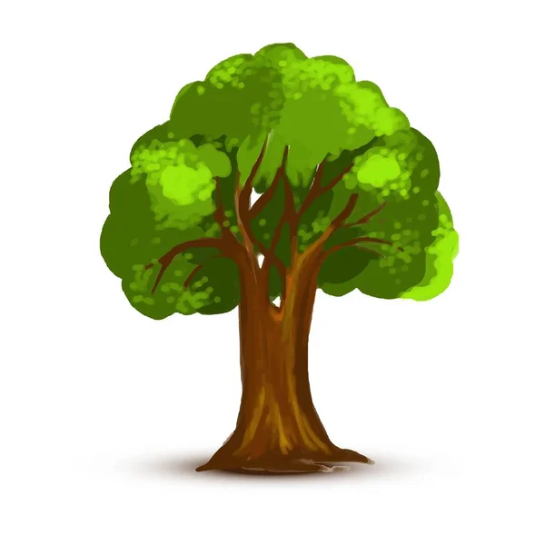 Όμορφο Πράσινο Δέντρο Τοπίο Λευκό Φόντο — Διανυσματικό Αρχείο