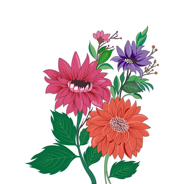 花のカードのデザインの美しい装飾束 — ストックベクタ