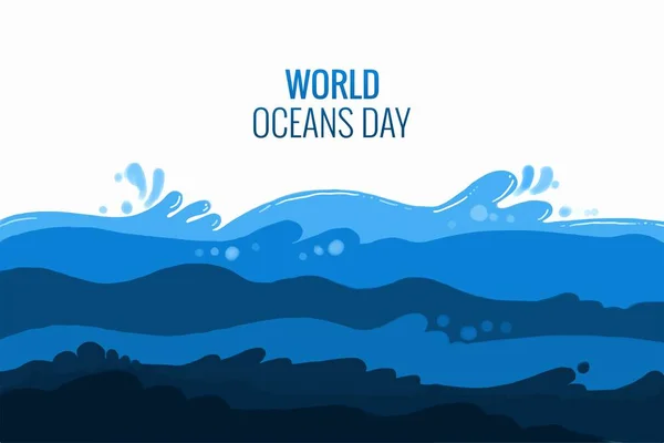 Celebração Dia Mundial Oceano Fundo Onda Mar — Vetor de Stock