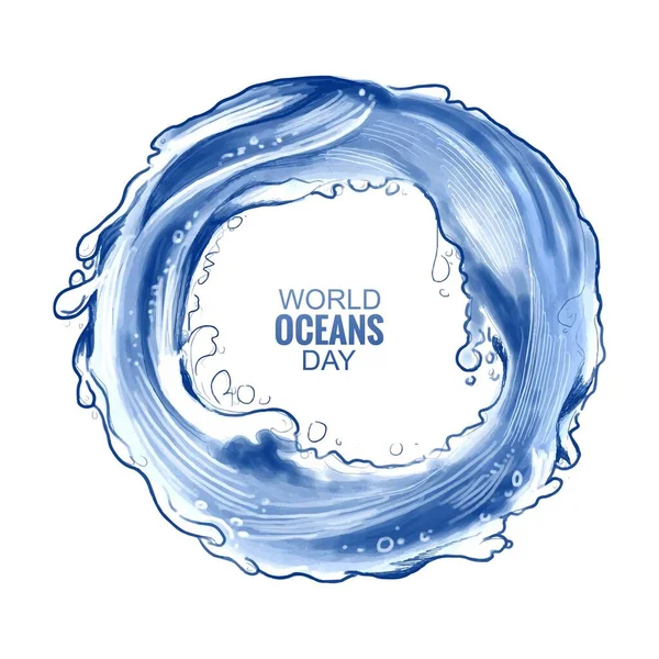 Journée Mondiale Océan Sur Fond Vagues Océaniques — Image vectorielle