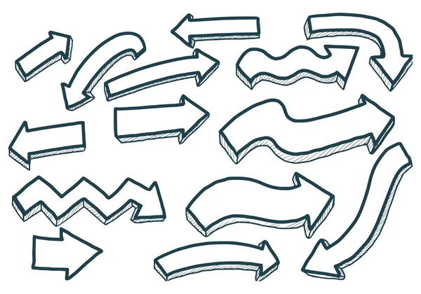 Hand Drawn Stylish Arrow Set Design — Stock Vector