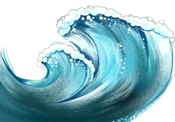 Stylový Oceán Moře Modrá Vlna Pozadí — Stockový vektor