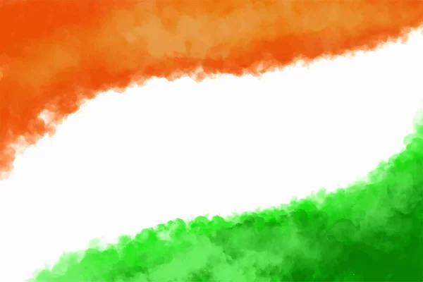 Indiska Tricolor Flagga Tema Akvarell Konsistens Patriotisk Bakgrund — Stock vektor
