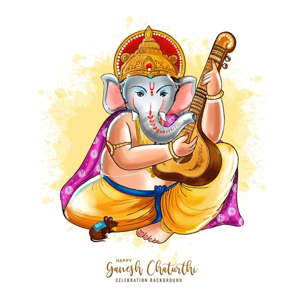 Ganesha Senhor Decorativo Para Design Cartão Chaturthi Ganesh —  Vetores de Stock