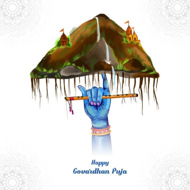 Indian religious festival happy govardhan puja hindu festival card background clipart