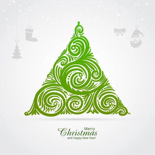 Creative Christmas Tree Holiday Card Background — Stock Vector