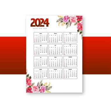 Çiçek tasarımı için Calendar2024 broşür şürü