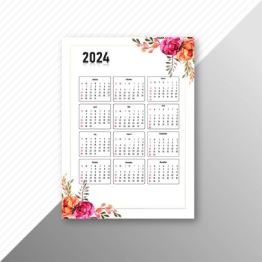 Çiçek tasarımı için Calendar2024 broşür şürü