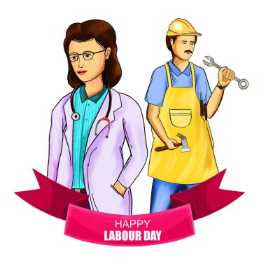 1st may happy labour day its international worker's day card design clipart