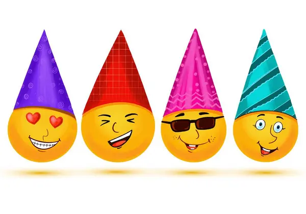 Emojis情绪生日聚会图标集设计 图库插图