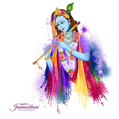 Happy janmashtami festival of india lord krishna beautiful card background