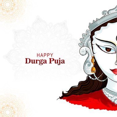 Indian religious happy durga puja festival greeting card holiday background 